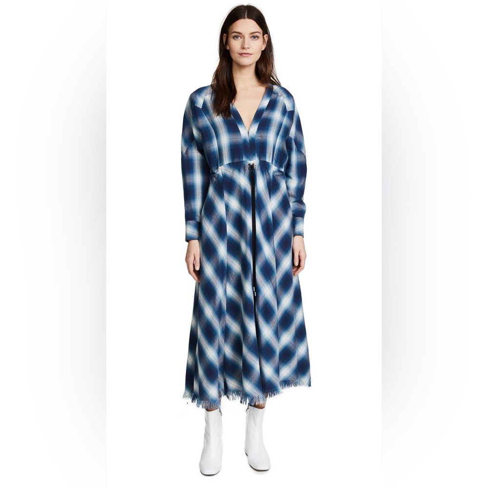 NWT Jonathan Simkhai Washed Plaid Diamond Western Midi Dress 0 - Picture 1 of 5